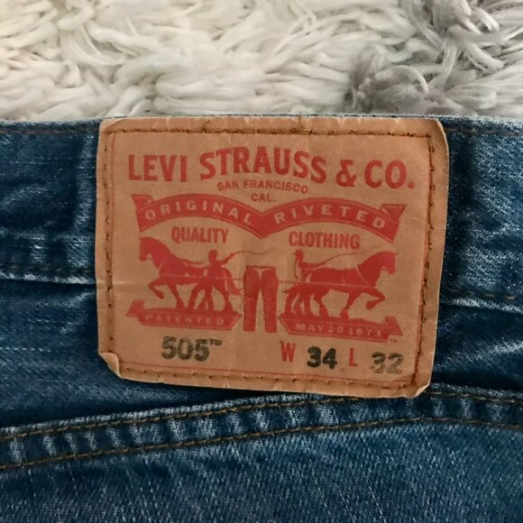 Levis 505 34X32 Denim Men's Jeans Pants Casual Outdoor Working - Picture 3 of 9